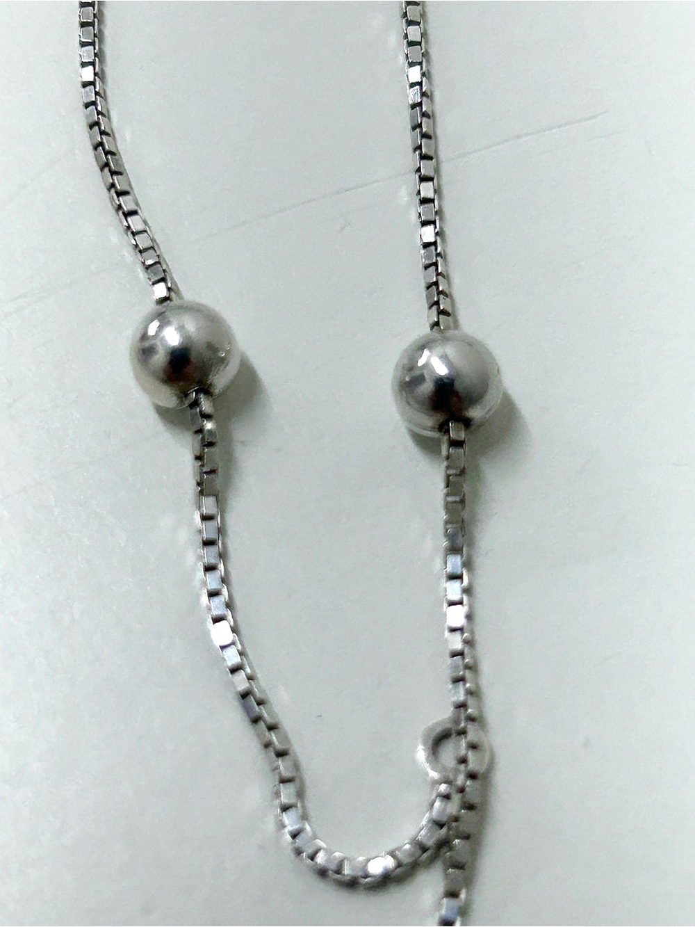 Vintage Sterling Silver Beaded Box Chain Necklace - Picture 7 of 16